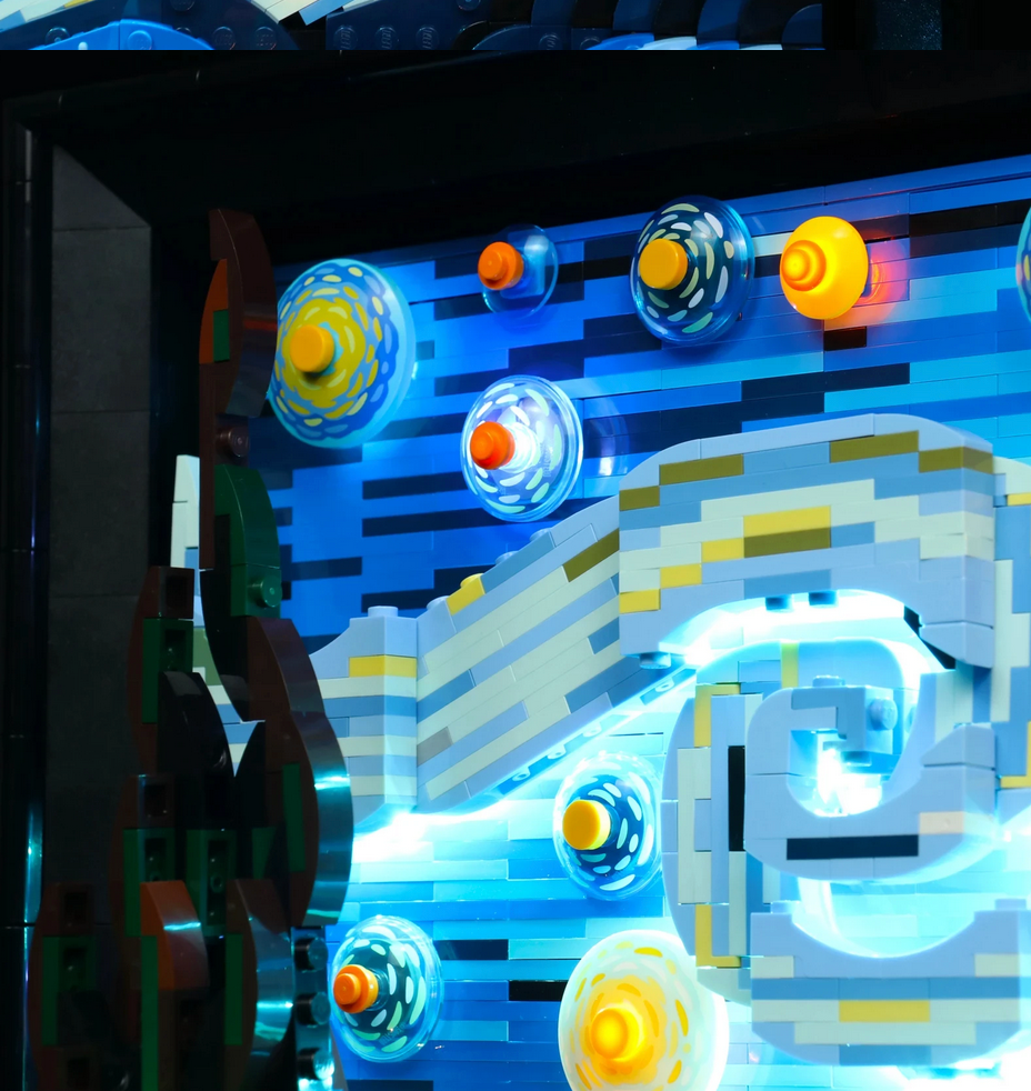 Starry Night Studio – DIY Light-Up Brick Puzzle Frame Inspired by Van Gogh