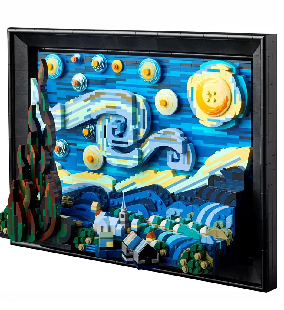 Starry Night Studio – DIY Light-Up Brick Puzzle Frame Inspired by Van Gogh